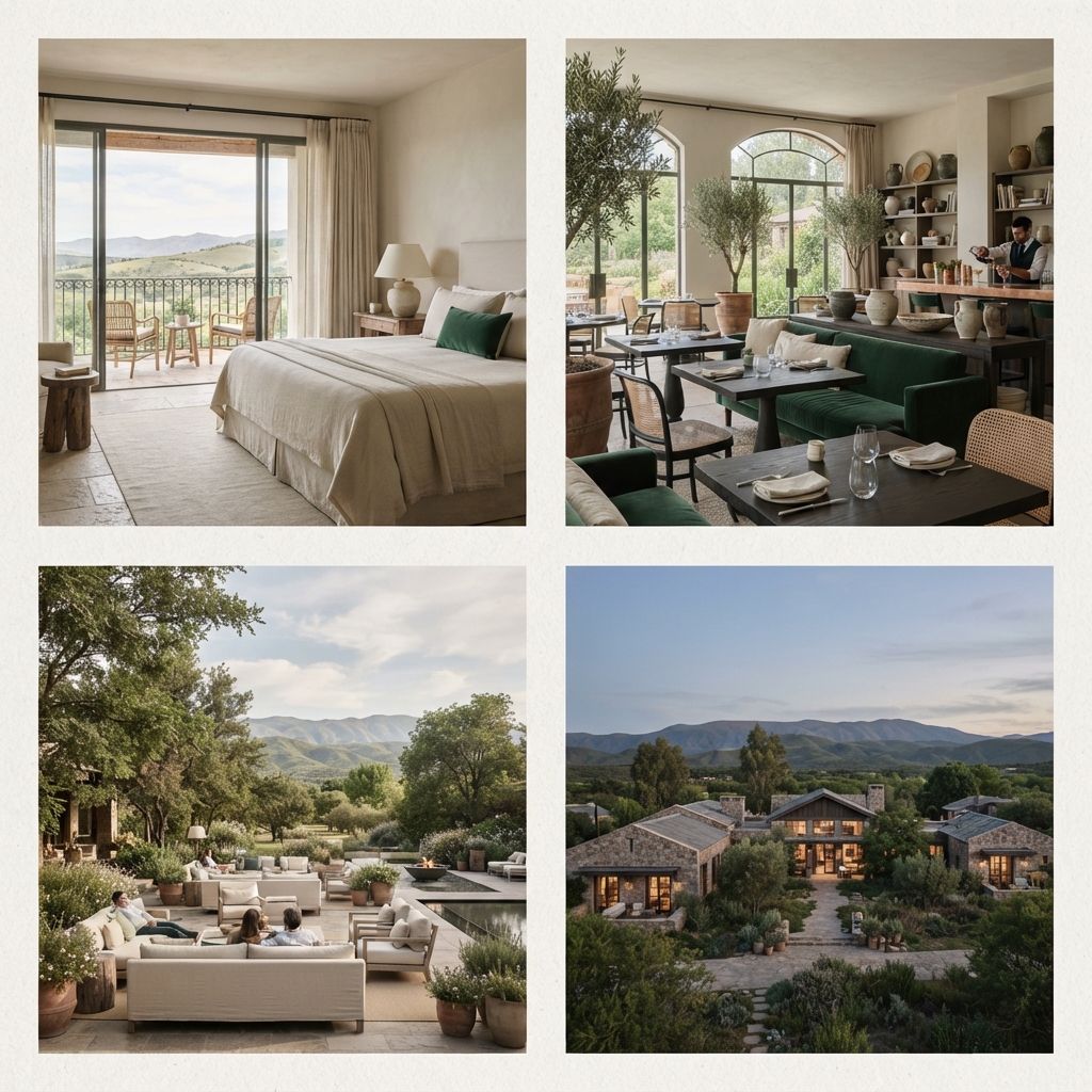 Vineyards, pool and garden dining